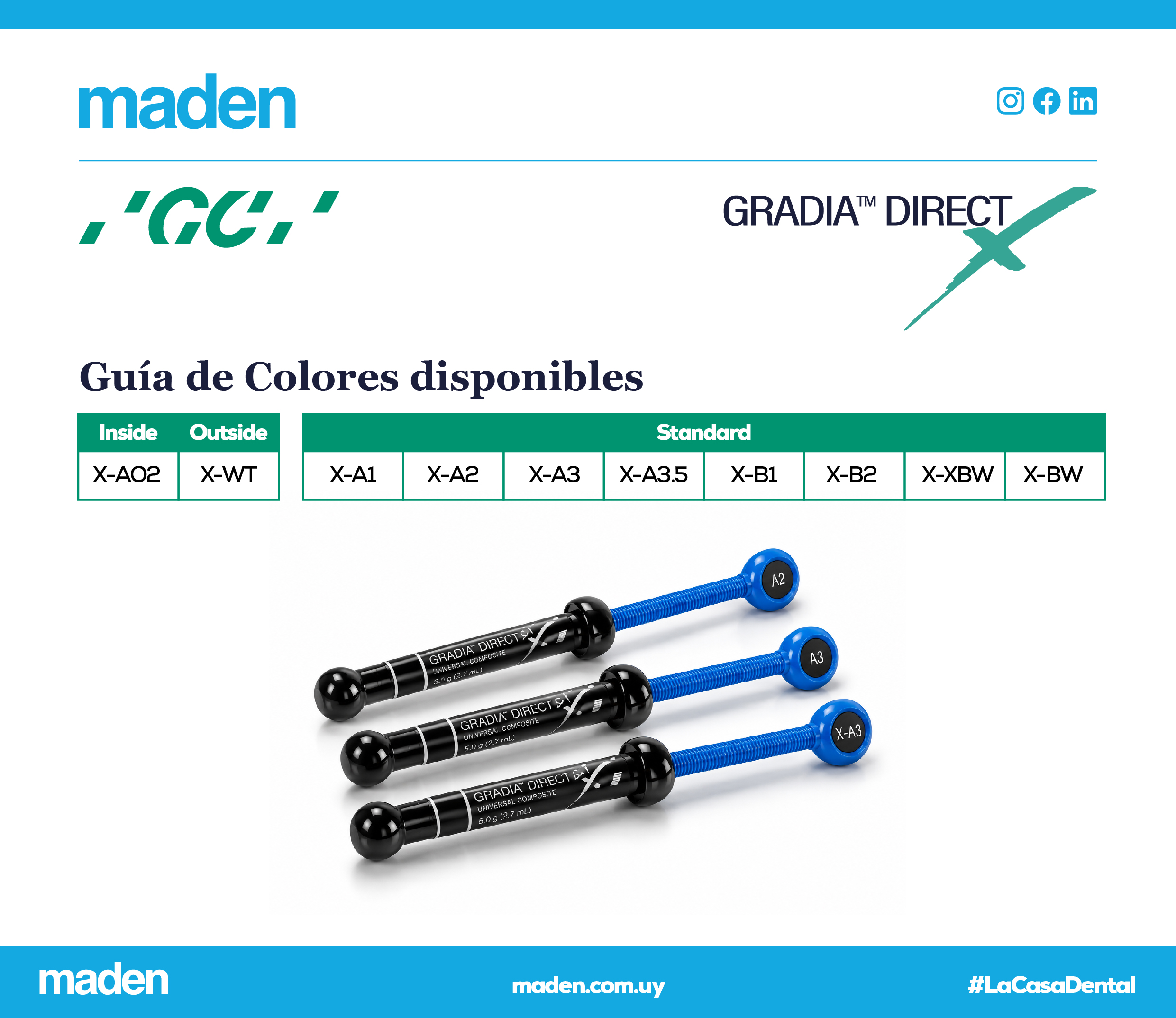 Guía de Colores disponibles Gradia Direct X